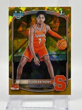 2025-26 Bowman Chrome Sapphire Kiyan Anthony Gold Refractor 14/50 SP Syracuse